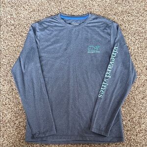 Vineyard Vines Boy's Medium (12-14) Gray Long Sleeve  Performance Shirt